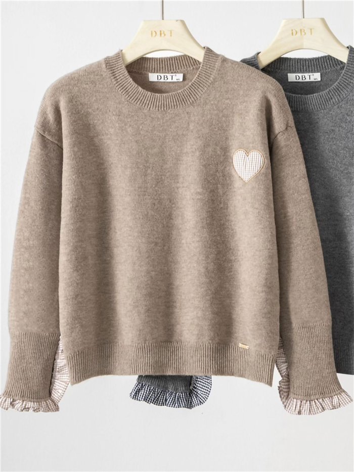 Jersey de lana corazón y volantes