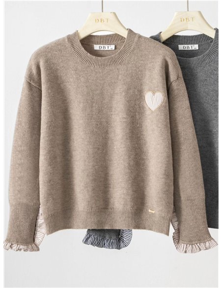 Jersey de lana corazón y volantes