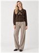 Wool blend cardigan with animal print bow