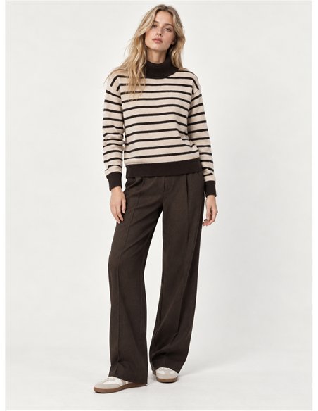 Wool blend striped roll neck sweater