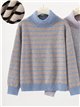 Wool blend striped roll neck sweater