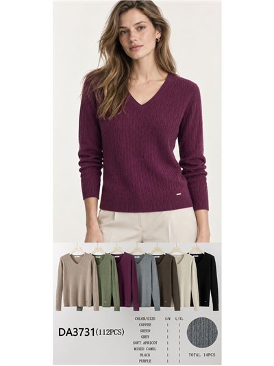 Zopfstrickpullover mit V-Ausschnitt 2