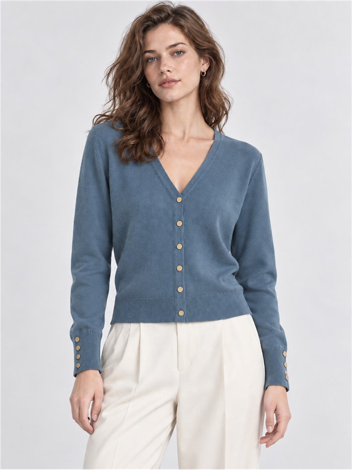 Cardigan con bottoni dorati