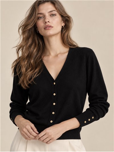 Cardigan con bottoni dorati