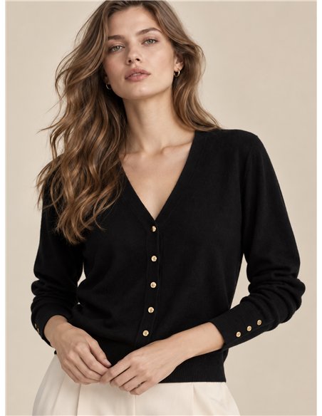 Cardigan con bottoni dorati