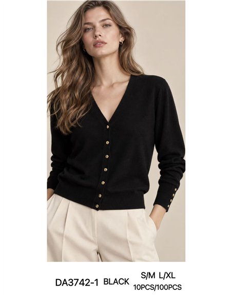 Cardigan con bottoni dorati
