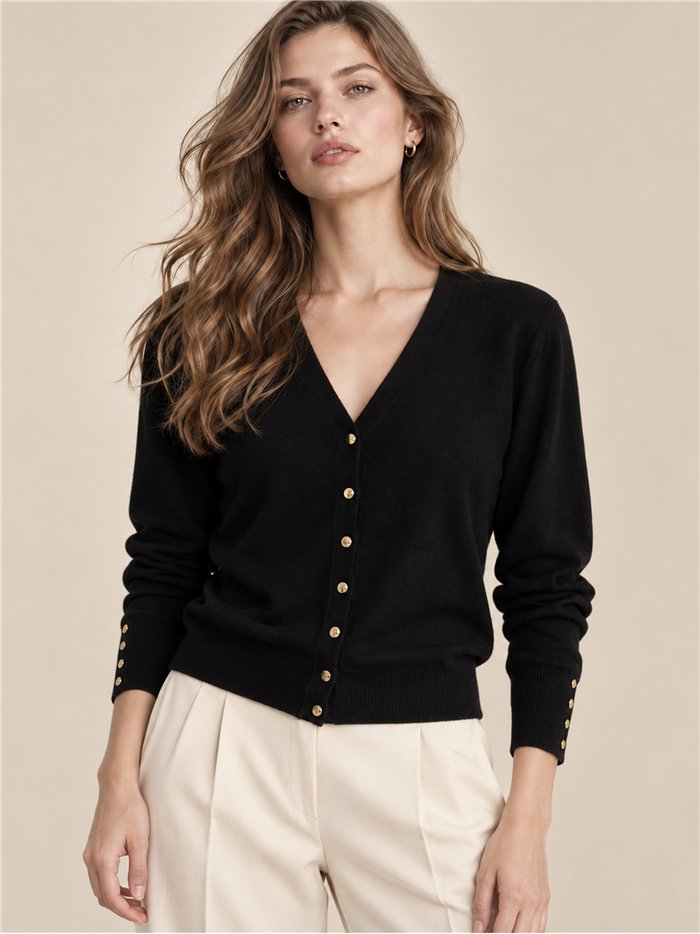 Cardigan con bottoni dorati