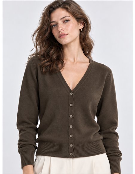 Giacca corta in maglia con scollo a V