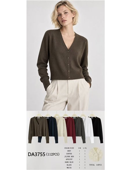 Giacca corta in maglia con scollo a V
