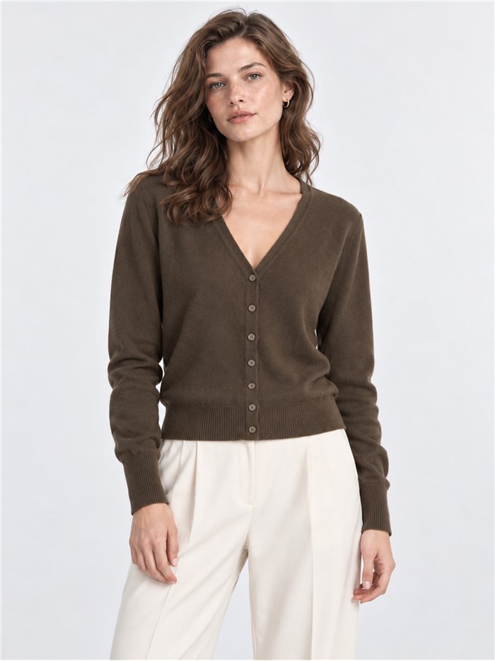 Giacca corta in maglia con scollo a V