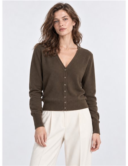 Giacca corta in maglia con scollo a V