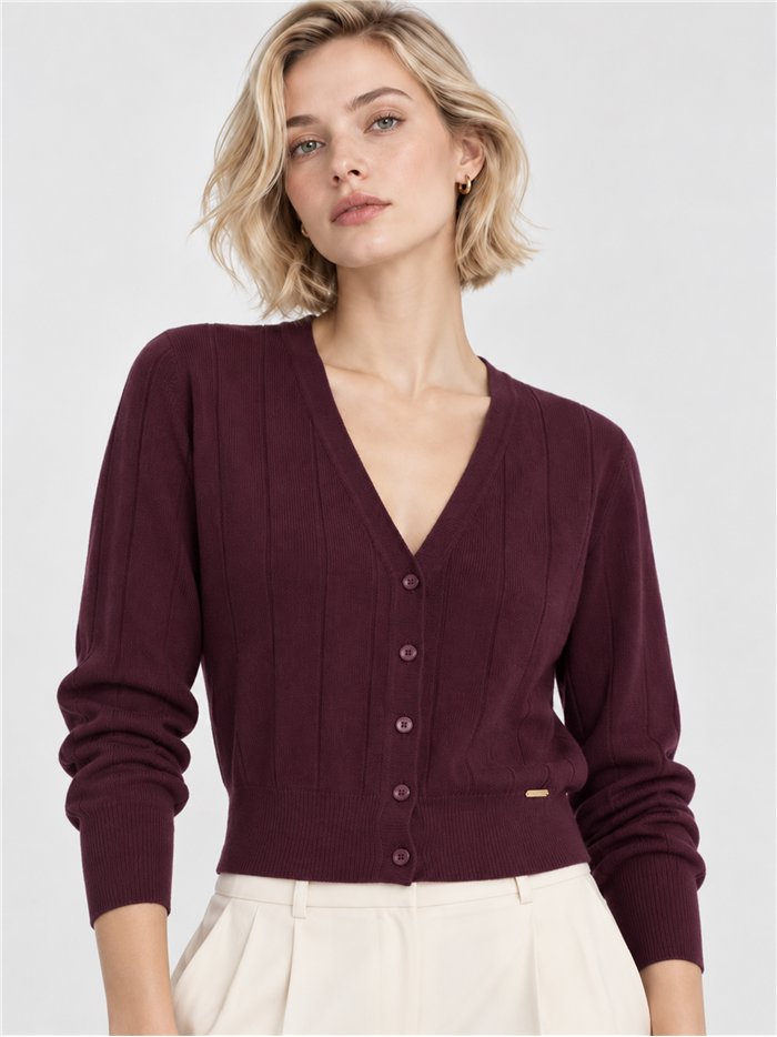 Chaqueta corta de punto canalé