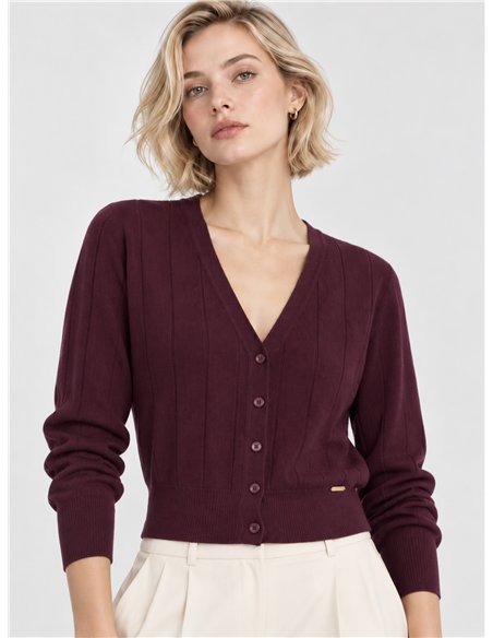 Chaqueta corta de punto canalé