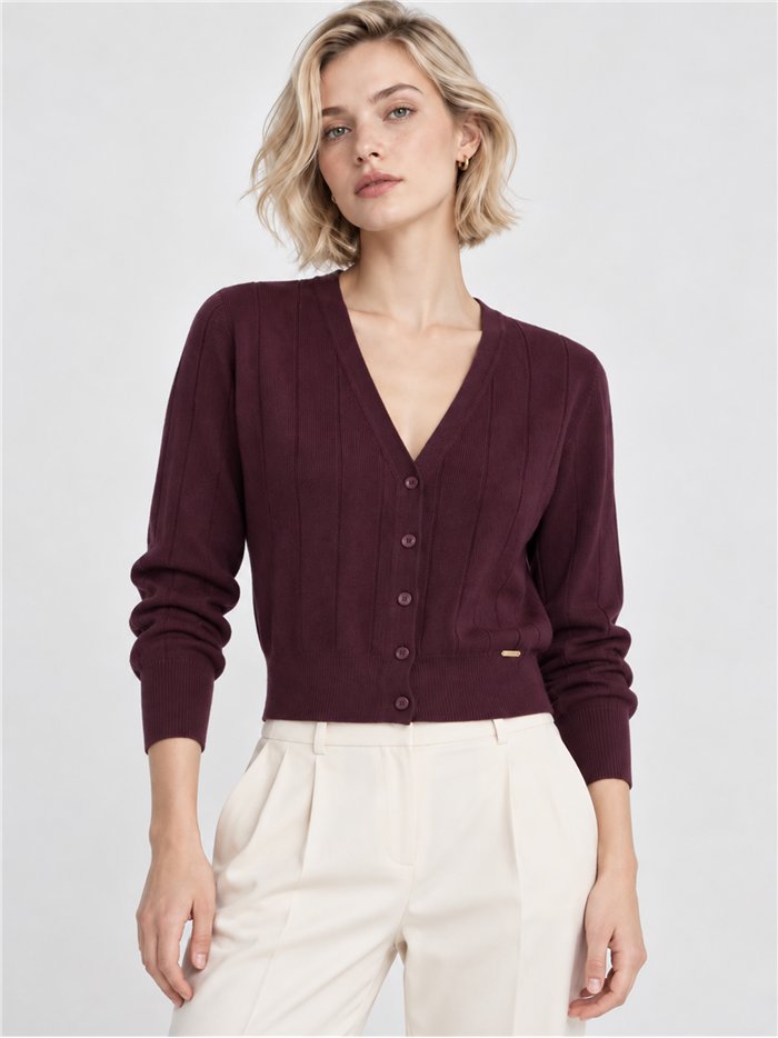 Chaqueta corta de punto canalé