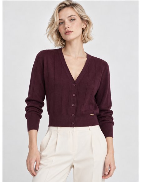 Chaqueta corta de punto canalé