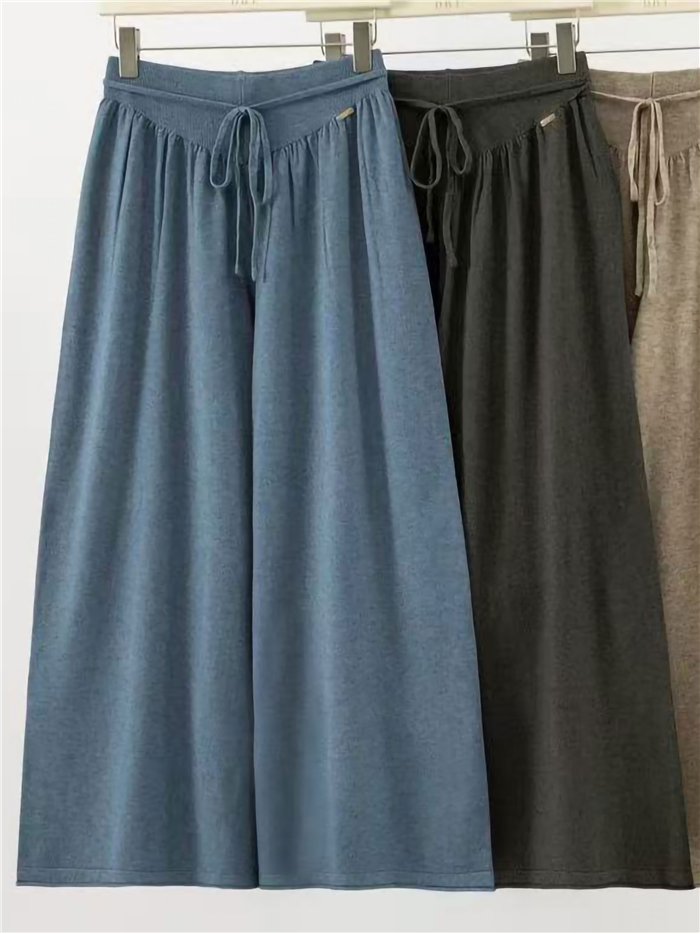 Pantalón palazzo de punto cordón