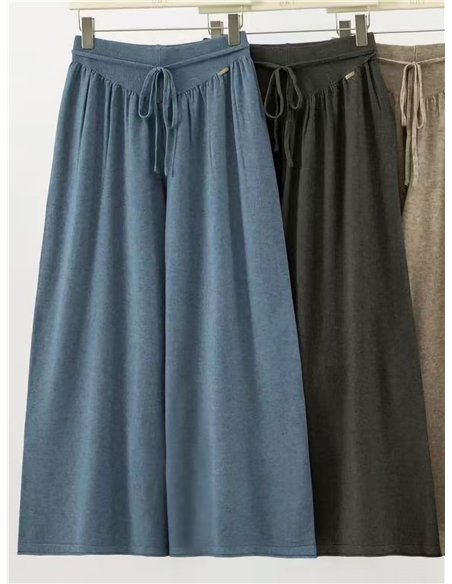 Pantalón palazzo de punto cordón