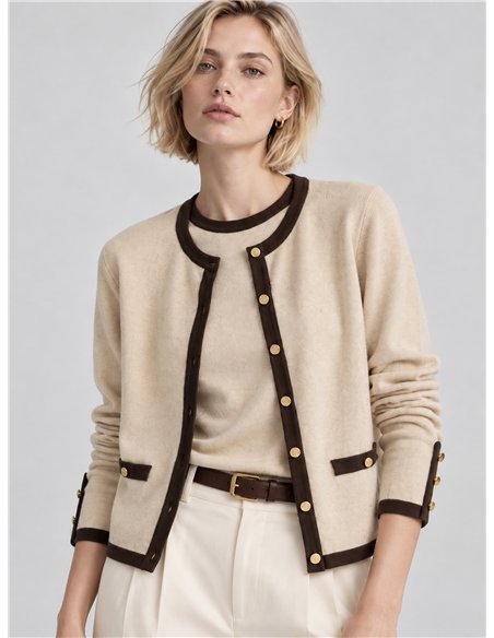 Set aus kontrastierender Strickjacke und Oberteil