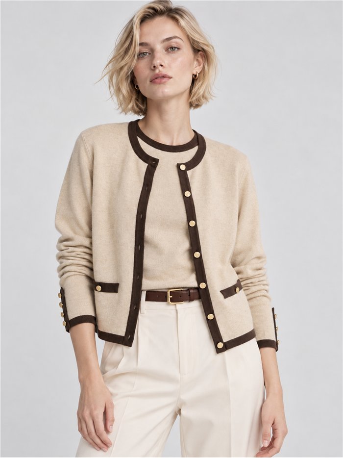 Set aus kontrastierender Strickjacke und Oberteil