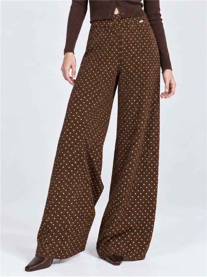pantaloni a gamba larga a pois