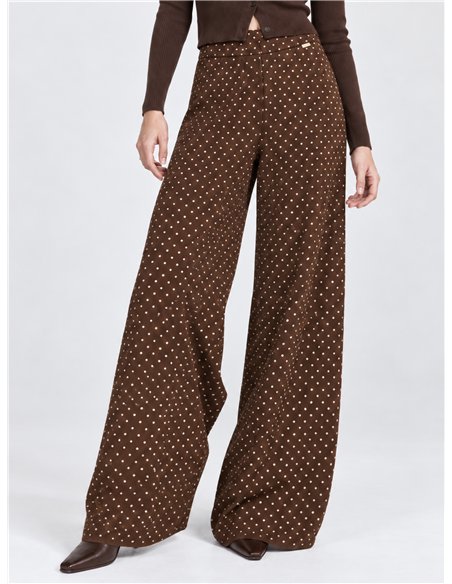 pantaloni a gamba larga a pois