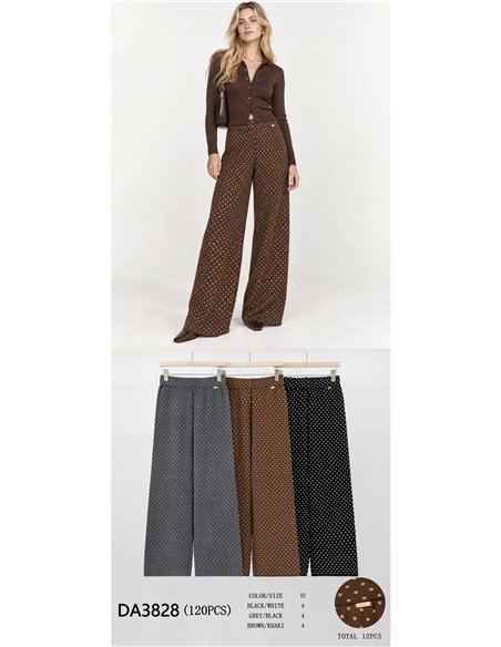 pantaloni a gamba larga a pois
