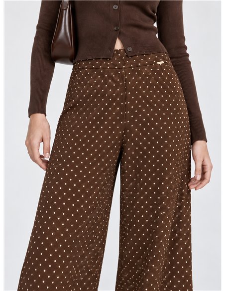 pantaloni a gamba larga a pois