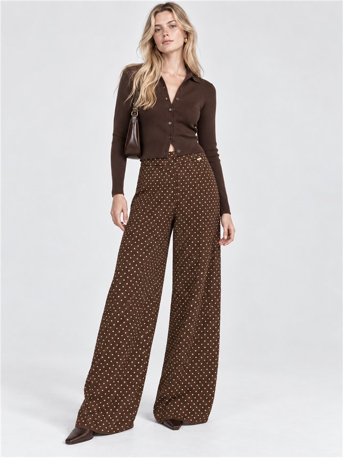 pantaloni a gamba larga a pois