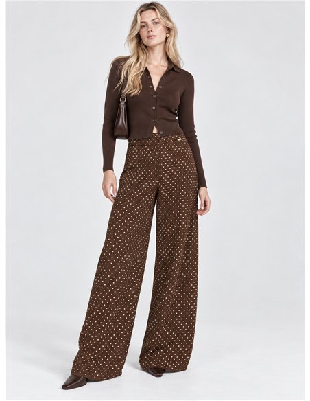 pantaloni a gamba larga a pois
