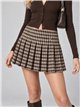 Pleated check knit mini skirt