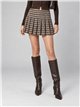 Pleated check knit mini skirt