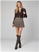Pleated check knit mini skirt