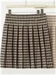 Pleated check knit mini skirt