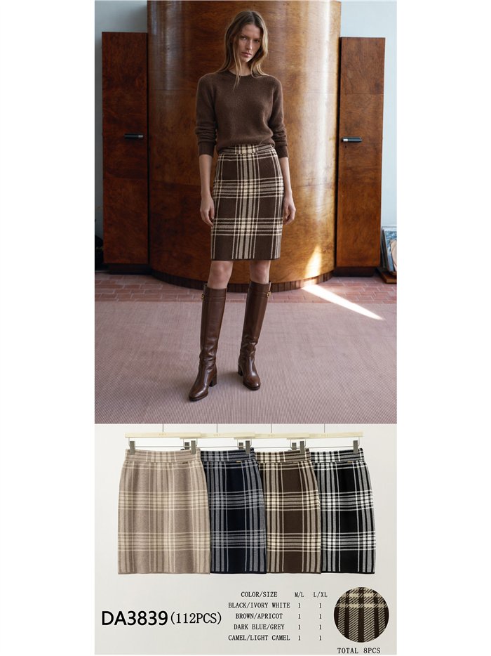 Falda de punto de cuadros