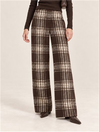 Pantalón recto de punto cuadros
