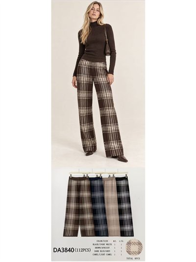 Pantalón recto de punto cuadros 2