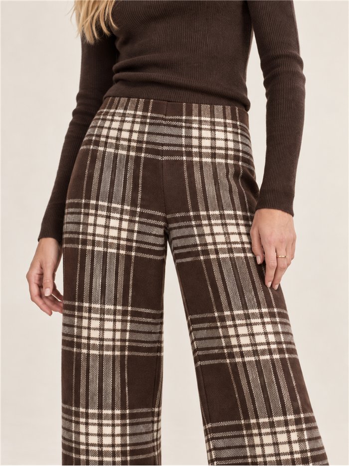 Karierte Strickhose mit geradem Bein