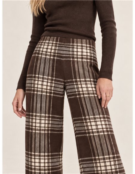 Karierte Strickhose mit geradem Bein