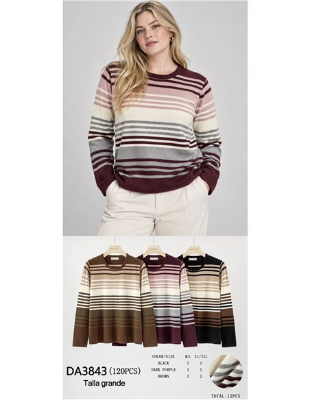Jersey talla grande de rayas