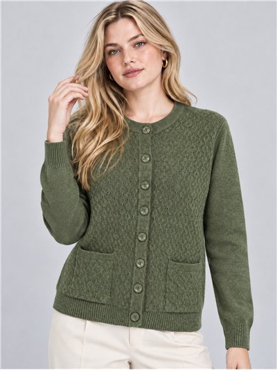 Chaqueta de punto textura bolsillos