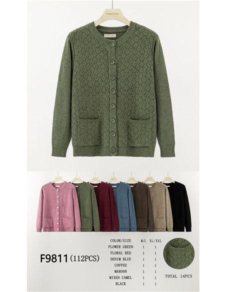 Chaqueta de punto textura bolsillos