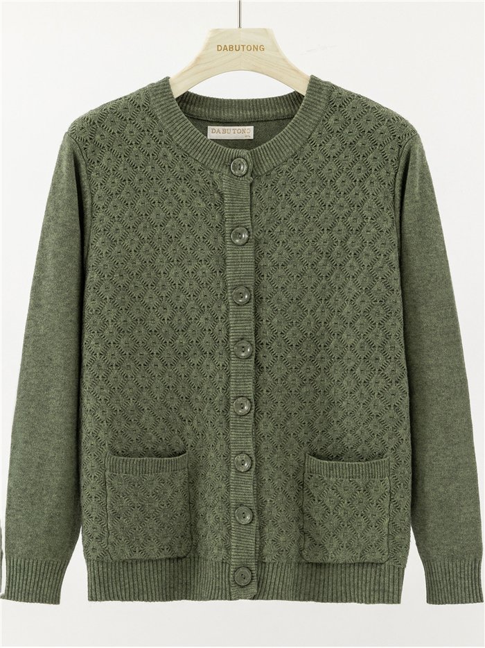 Chaqueta de punto textura bolsillos