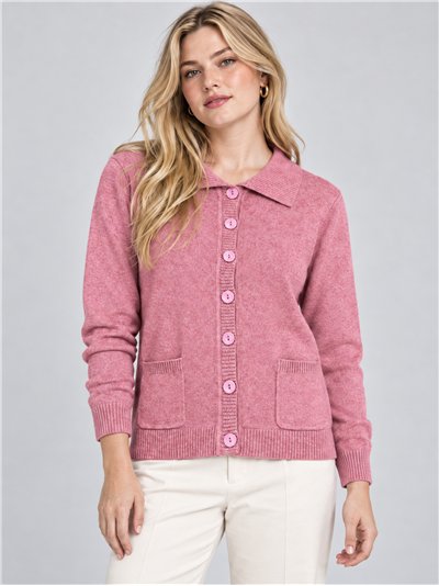 Veste en maille à col polo et poches