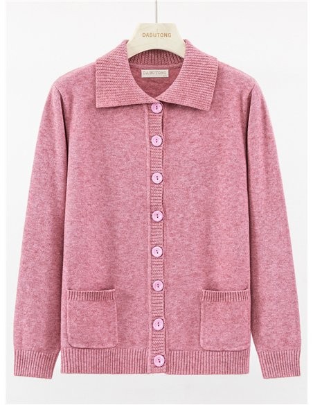 Chaqueta de punto cuello polo bolsillos