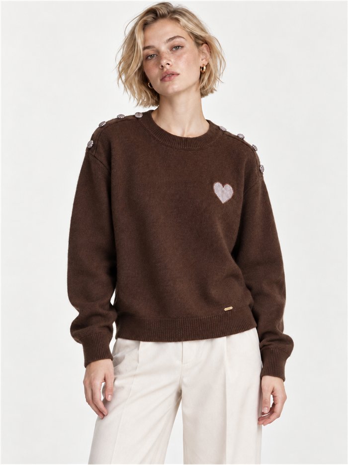 Jersey de lana y corazones vichy