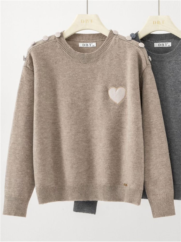 Jersey de lana y corazones vichy