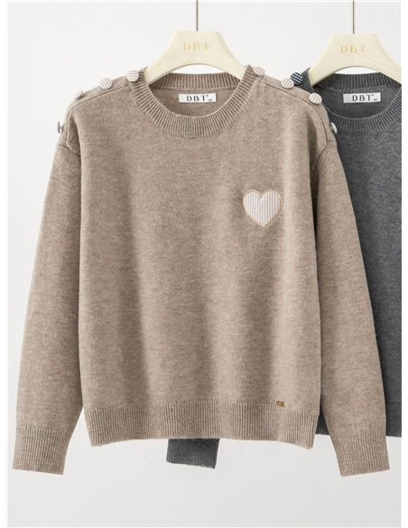Jersey de lana y corazones vichy