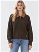 Chaqueta de punto cuello efecto ante