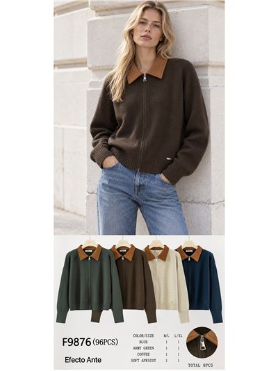 Chaqueta de punto cuello efecto ante 2
