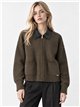 Faux leather collar knit jacket